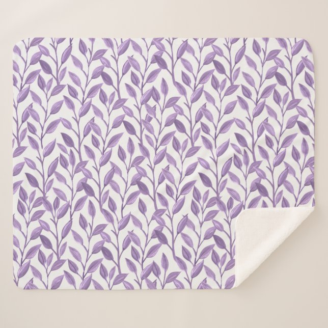 Lavender Leaves Sherpa Blanket (Front (Horizontal))