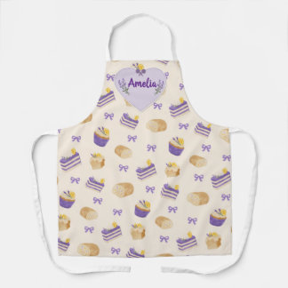 Lavender Lemon Cake Watercolor Baking Design Apron