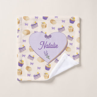Lavender Lemon Cake Watercolor Baking Design Bath Towel Set