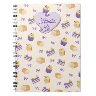 Lavender Lemon Cake Watercolor Baking Design Notebook
