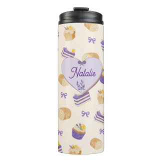 Lavender Lemon Cake Watercolor Baking Design Thermal Tumbler