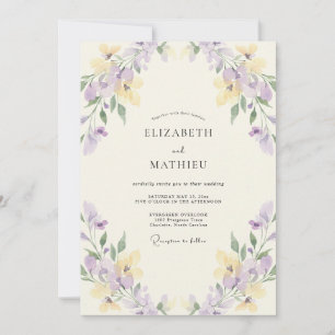 Lavender Lemon Ethereal Floral Wedding Invitation