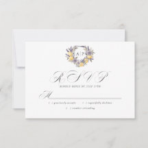 Lavender Lemon Monogram Floral Crest Wedding