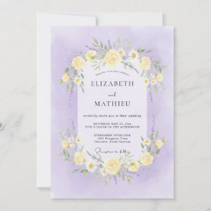 Lavender Lemon Peony Wedding Invitation