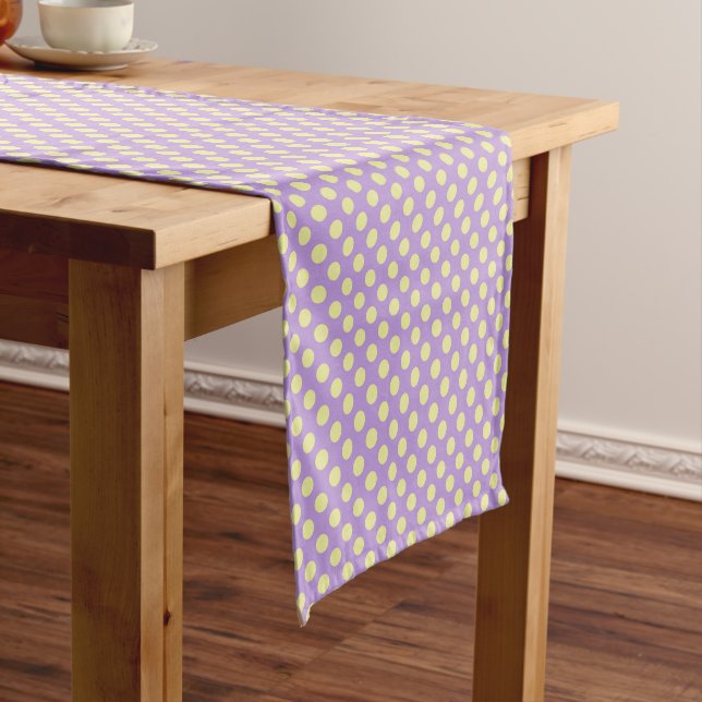 Lavender Lemon Polkadots Short Table Runner (In Situ)