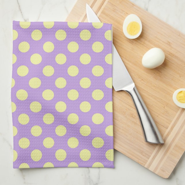 Lavender Lemon Polkadots Tea Towel (Quarter Fold)