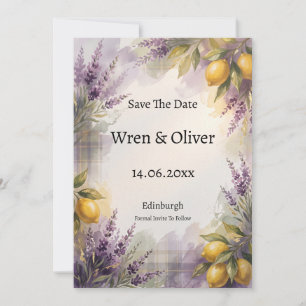 Lavender Lemon Soft Tuscan Save The Date Card