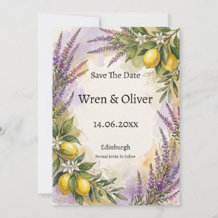 Lavender Lemon Tuscany Save The Date Card