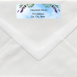 Lavender light blue greenery return address label