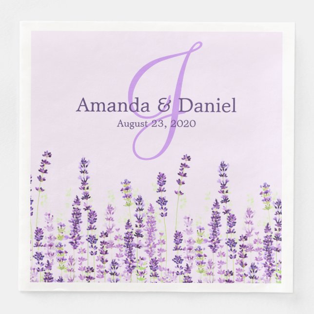 Lavender Light Purple Flowers Napkin (Front)