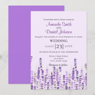 Lavender Light Purple Flowers Watercolor Invitation