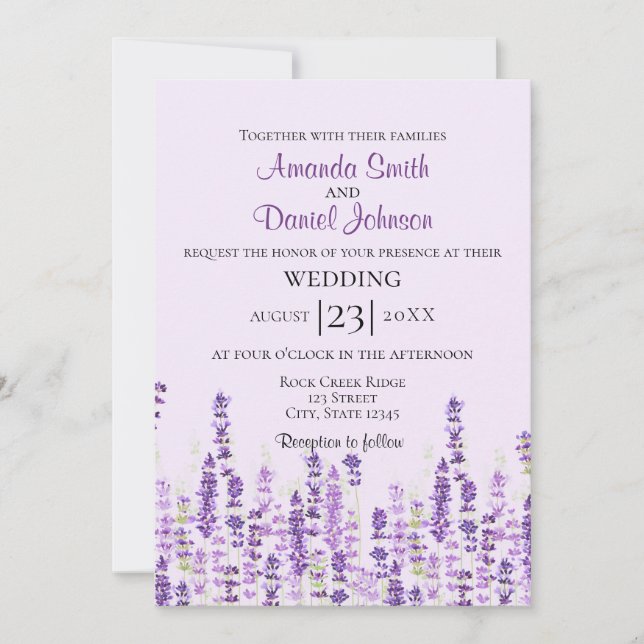 Lavender Light Purple Flowers Watercolor Invitation (Front)