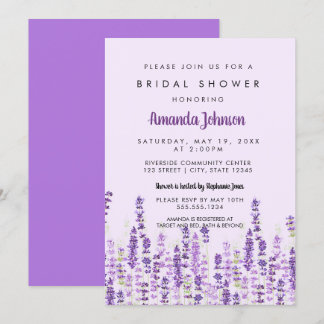 Lavender Light Purple Flowers Watercolor Invitation