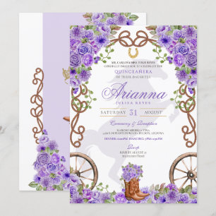 Lavender Light Purple Western Charro Quinceañera Invitation