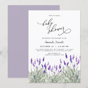 Lavender Lila Greenery Gender Neutral Baby Shower Invitation