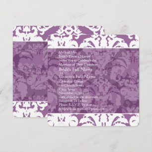 Lavender Lilac Damask Wedding Invitation