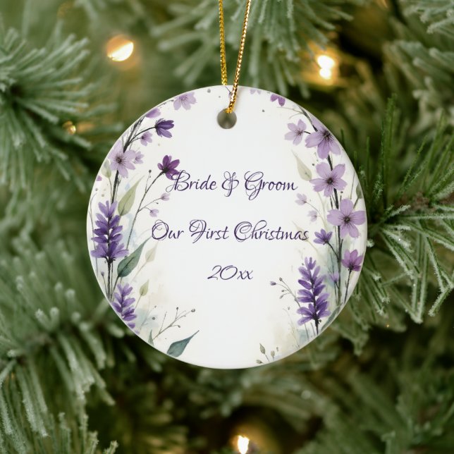 Lavender Lilac Floral Arch Christmas  Ceramic Tree Decoration (Tree)
