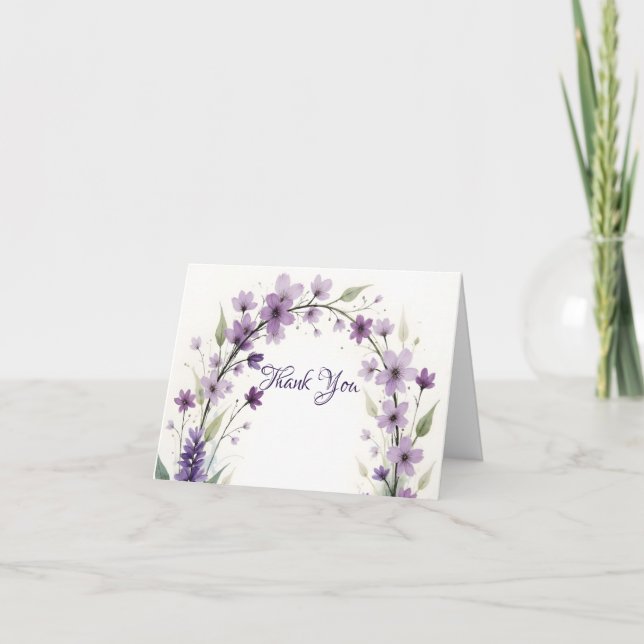 Lavender & Lilac Floral Arch Thank You Card (Front)