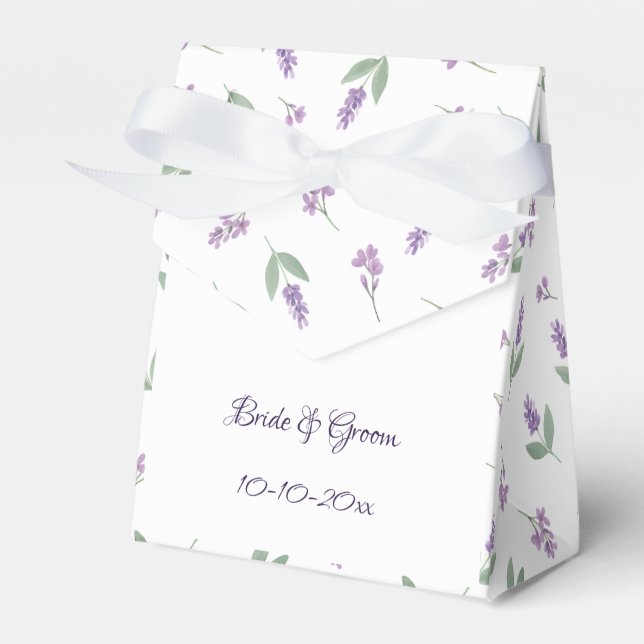 Lavender Lilac Floral Arch Wedding Favour Boxes (Front Side)