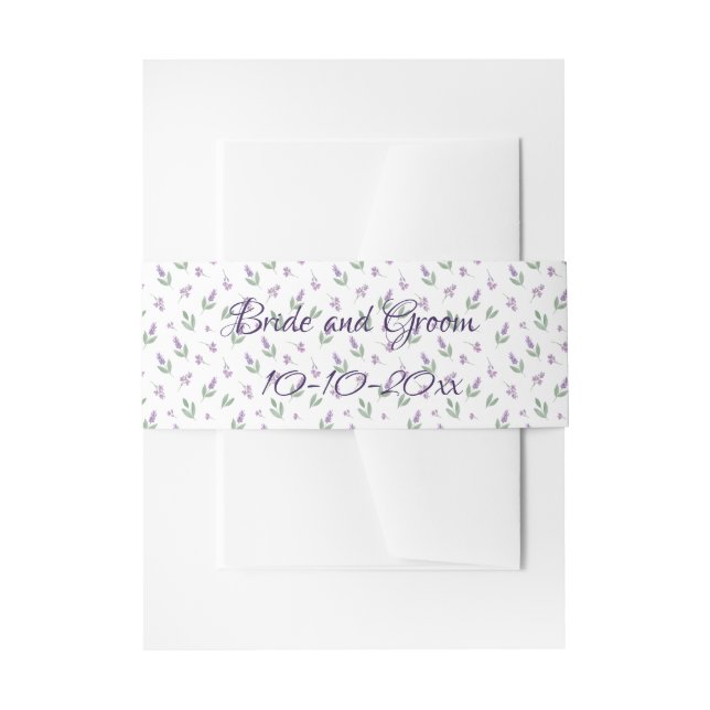 Lavender Lilac Floral Arch Wedding Invitation Invitation Belly Band (Front Example)