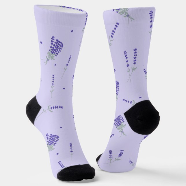 Lavender Lilac Floral Botanical Socks (Angled)