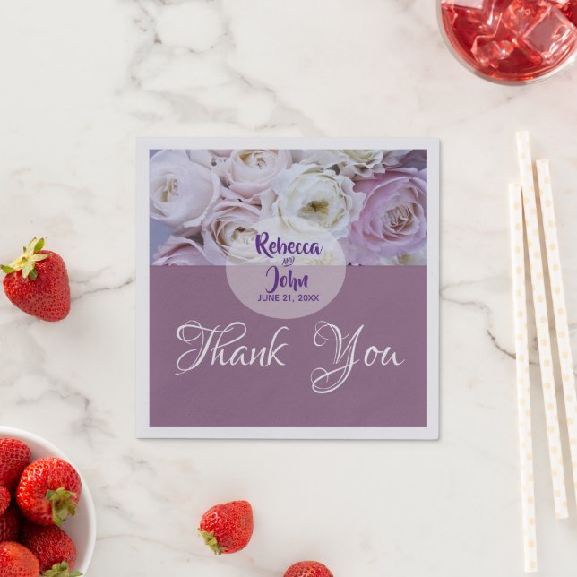 Lavender Lilac Floral Rose  Wedding Napkin (Insitu)