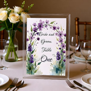 Lavender Lilac Floral Table Number Sign