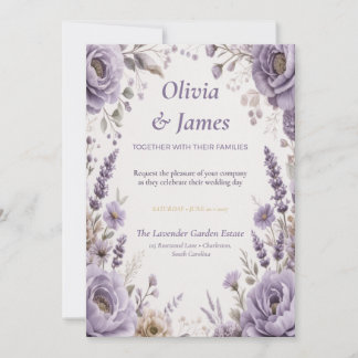 Lavender & Lilac Floral Wedding Invitation