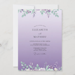 Lavender Lilac Foliage Eucalyptus Wedding Invitation