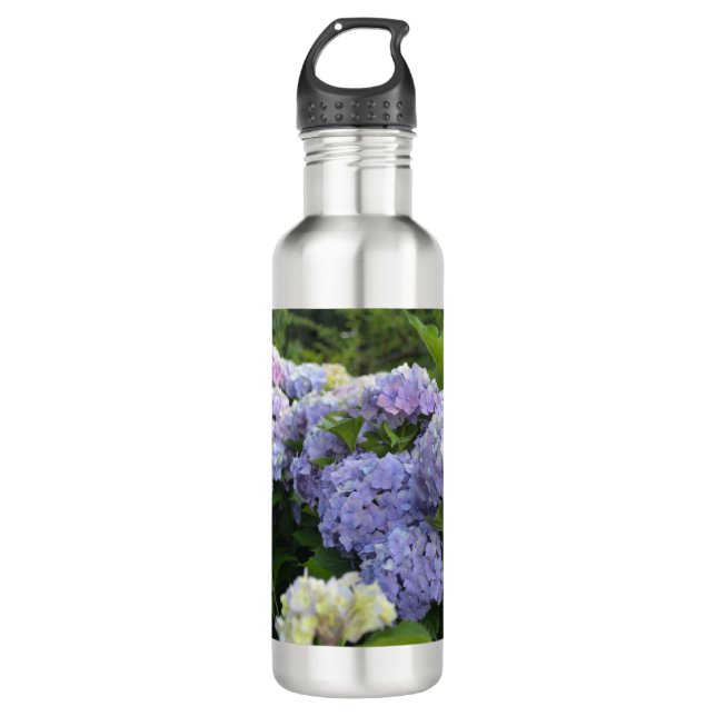 Lavender & Lilac Hortensia Hydrangea Flowers 710 Ml Water Bottle (Front)
