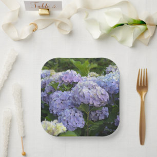 Lavender & Lilac Hortensia Hydrangea Flowers Paper Plate