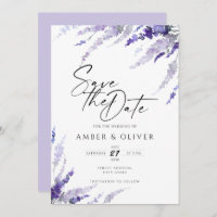 Lavender Lilac Mauve Floral Elegant Save The Date