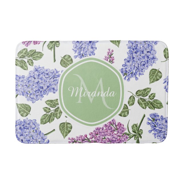 Lavender Lilac Monogram Bath Mat (Front)
