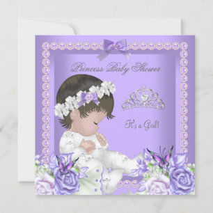 Lavender Lilac Pearl Grey Baby Shower Girl C Invitation