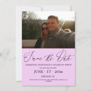 Lavender Lilac Photo Save the date Invitation