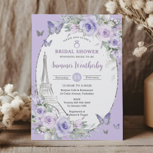 Lavender Lilac Purple Floral Paris Bridal Shower  Invitation