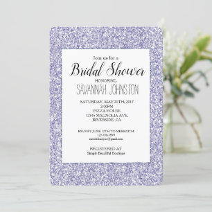 Lavender Lilac Purple Glitter Bridal Shower Invitation