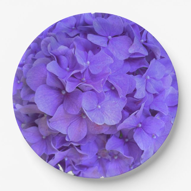 Lavender lilac purple Hydrangeas purple Flowers Paper Plate (Front)