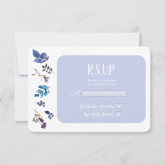 Lavender Lilac Purple Iris Spring Floral RSVP (Front)