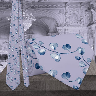 Lavender Lilac Purple Navy Eucalyptus Wedding Tie