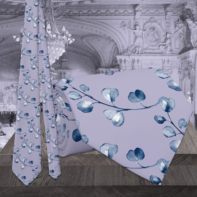 Lavender Lilac Purple Navy Eucalyptus Wedding Tie (Creator Uploaded)