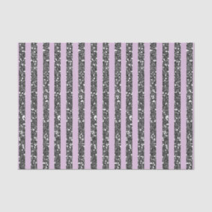 Lavender Lilac Purple Silver Glitter Stripes Party Tissue Paper