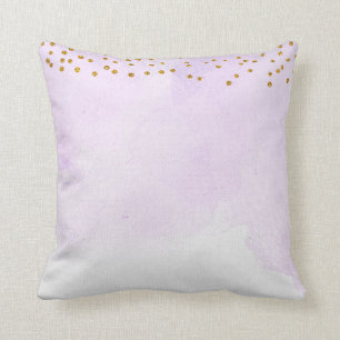 Lavender Lilac Purple Watercolor Gold Glitter Cushion