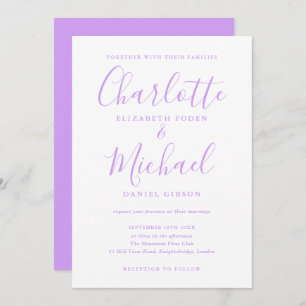 Lavender Lilac Signature Script Wedding Invitation