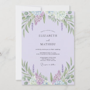 Lavender Lilac Sprig Eucalyptus Wedding Invitation