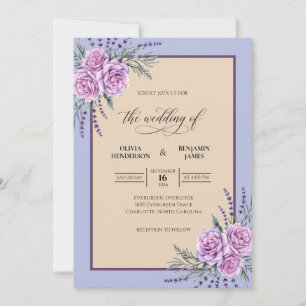 Lavender Lilac Sprig Sage Wedding Invitation