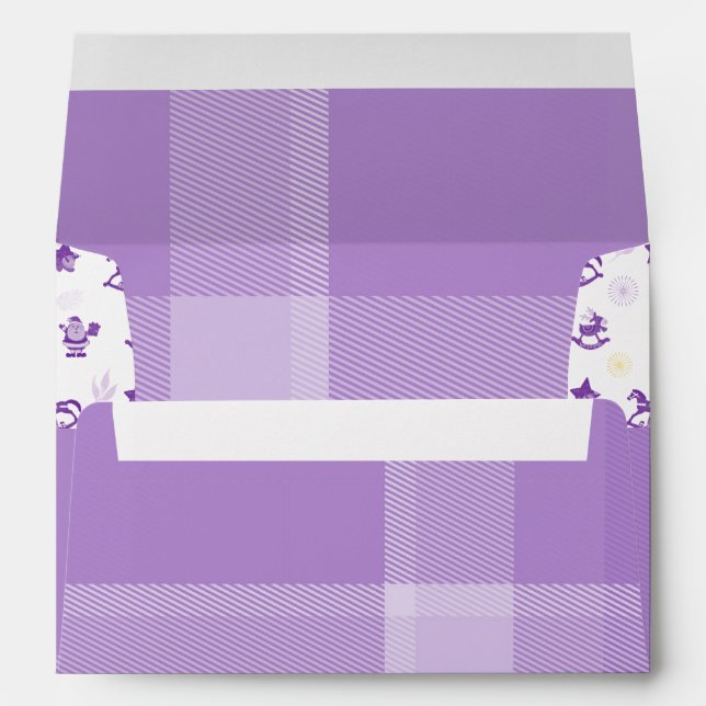 Lavender Lilac Vintage Christmas Toys and Tartan  Envelope (Back (Bottom))