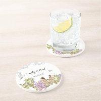 Lavender Lilac Vintage Love Birds Coasters