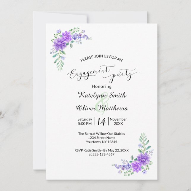 Lavender Lilac Wedding Engagement Invitation (Front)