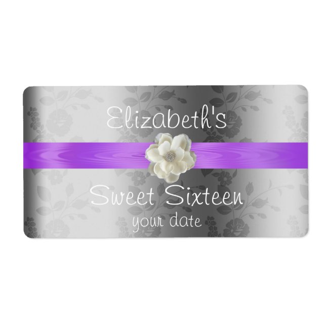 Lavender/Lilac Wedding Wine/Water Bottle Label (Front)